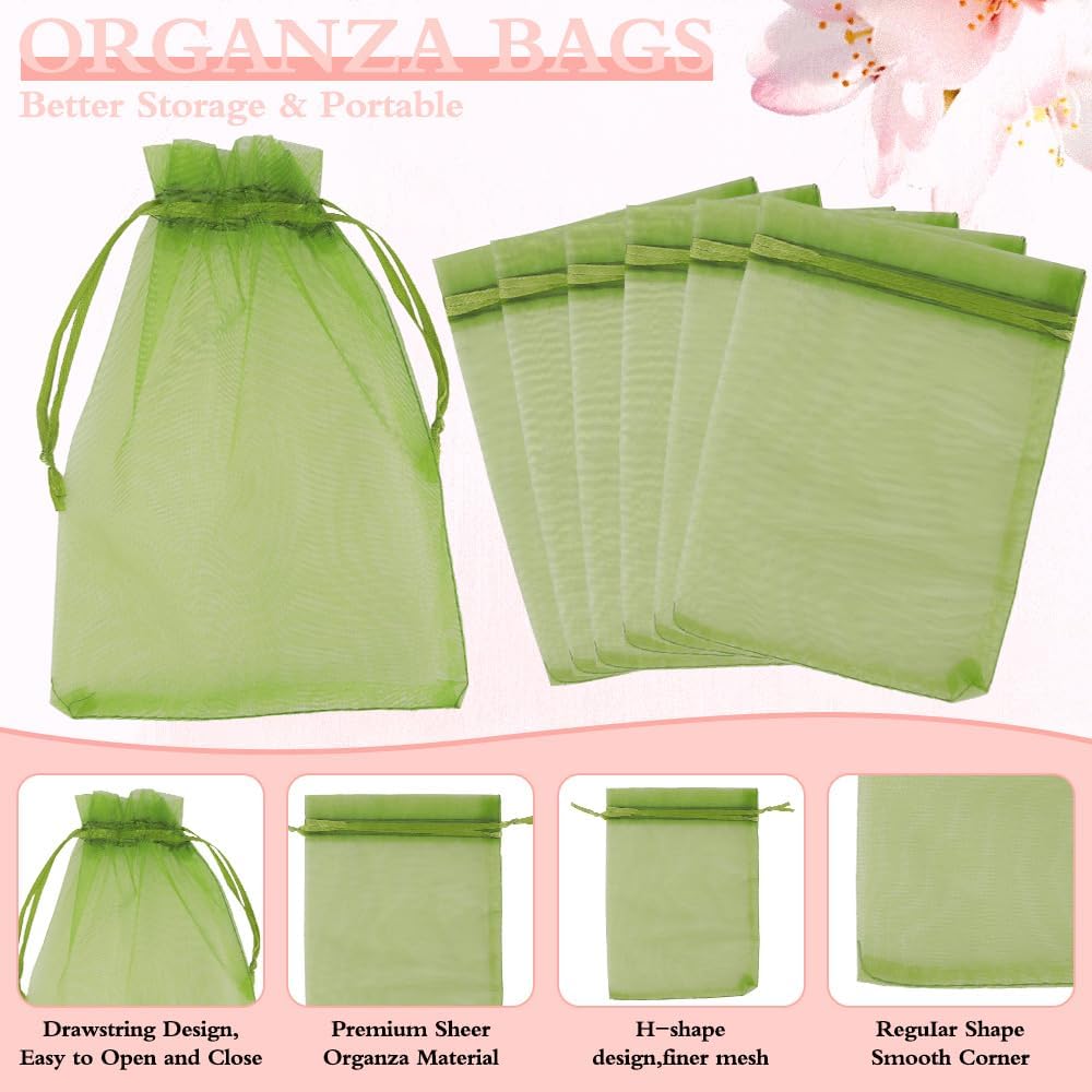Organza Bags, Organza Bags 5 x 7 Inch, 50 Pcs White Sheer Party Favor Mesh Bag with Drawstring, Small Jewelry Gift Candy Bag for Wedding Christmas Birthday Halloween Graduation Party Favors Supplies