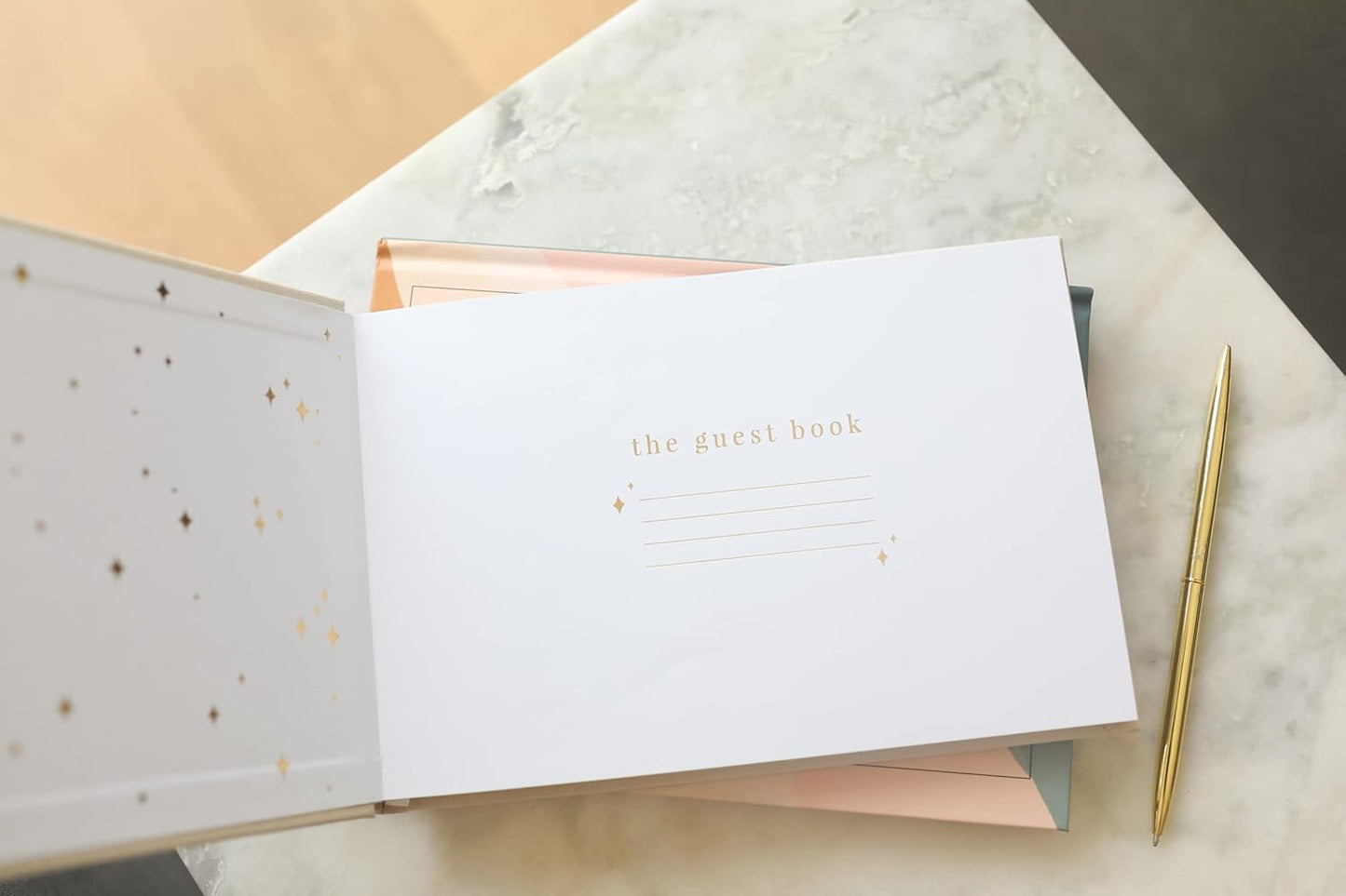 Guest Book: Beautiful Keepsake for Life’s Special Events - Sign In Book for Wedding Reception, Baby Shower, Funeral and Vacation Home - 100 Pages, Ribbon Bookmark and Gold Foil
