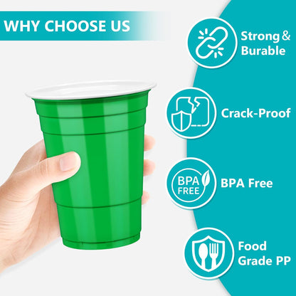 LANLISA 50 Gold Plastic Cups, 16 oz Disposable Cups, Drinking Cups For Birthday Party Supplies, Graduation, Thanksgiving Decorations, Harvest, Fall, New Years