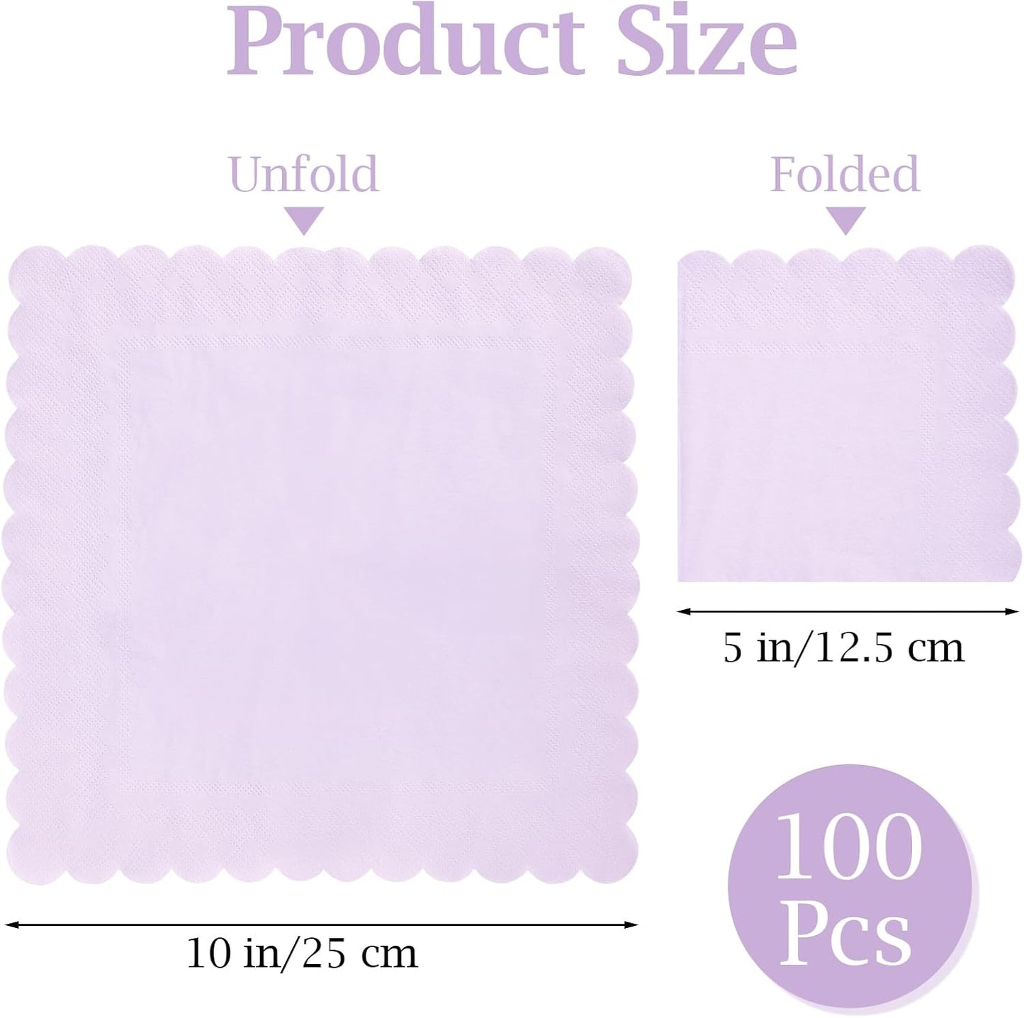 100 Pcs Cocktail Napkins, 2-Ply 5 x 5 Inches Disposable Scalloped Napkins, Thick Premium Dessert Napkins for Party, Wedding, Dinner, Birthday, Anniversary, Festival (Sage Green)