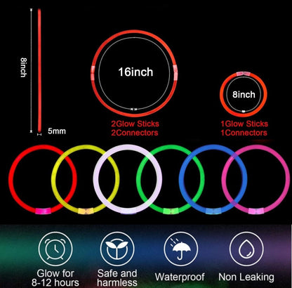 500 PCS White Glow Stick Bracelets Necklaces 8" Glowsticks with Connectors Bulk Glow in The Dark Party Supplies Light Up Neon Party Favor for Christmas NewYear Valentine’s Day Wedding