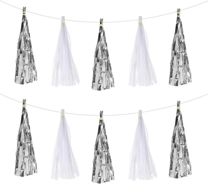 MECCANIXITY 20Pcs Light Blue Tassel Garland Banner with Rope Tissue Paper Tassels Party DIY Kits for Anniversary Wedding Birthday Party