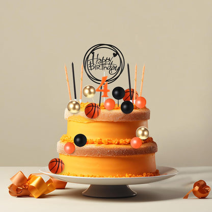 Yerliker 34 Pcs Happy Birthday Cake Toppers Decorations Birthday Candles DIY Cake Decor for Men Women Wedding Anniversary(Gold)
