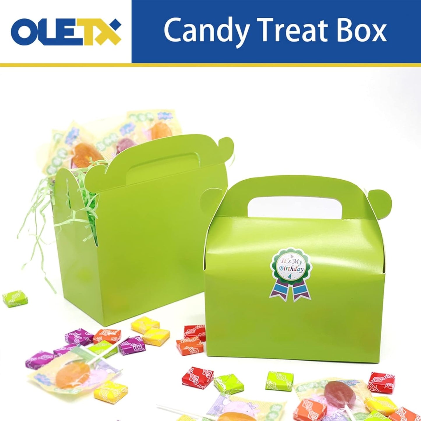 30-Pack Yellow Party Favor Treat Boxes, Goodie Candy Box, Gable Paper Gift Boxes with Handles Perfect for Construction and Chic Yellow Submarine Party Decoration Supplies
