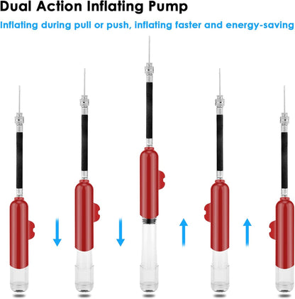 BROTOU Ball Pump, Dual Action Inflate Air Pump with 3 Needles and 2 Nozzles for Soccer Ball, Basketball, Volleyball, Balloons, Bikes