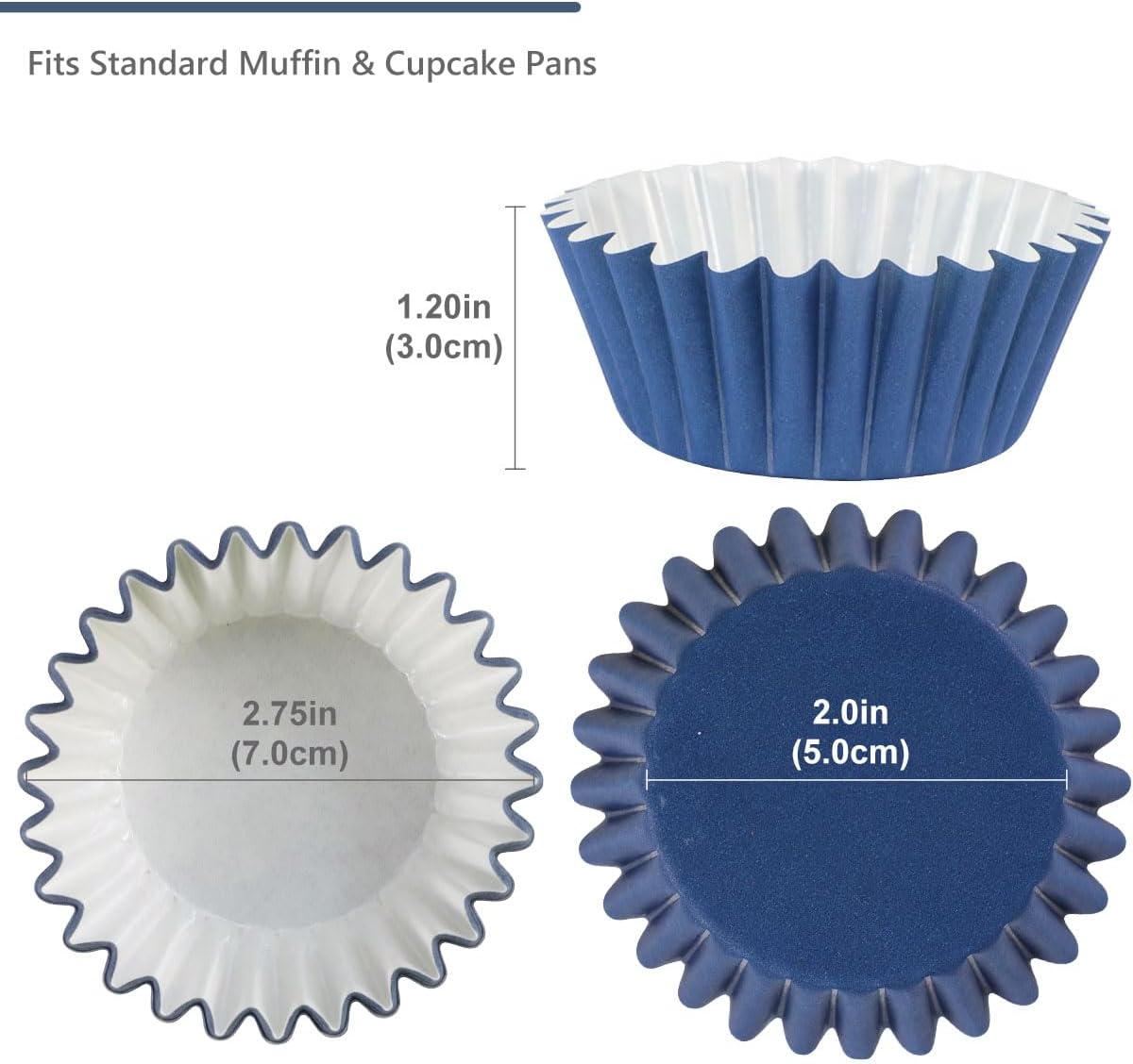Caperci Heavy Duty Standard White Cupcake Liners 150 Counts - Grease-Resistant Paper Muffin Baking Cups, Odorless, No Muffin Pan Needed, Easily Peels (White)