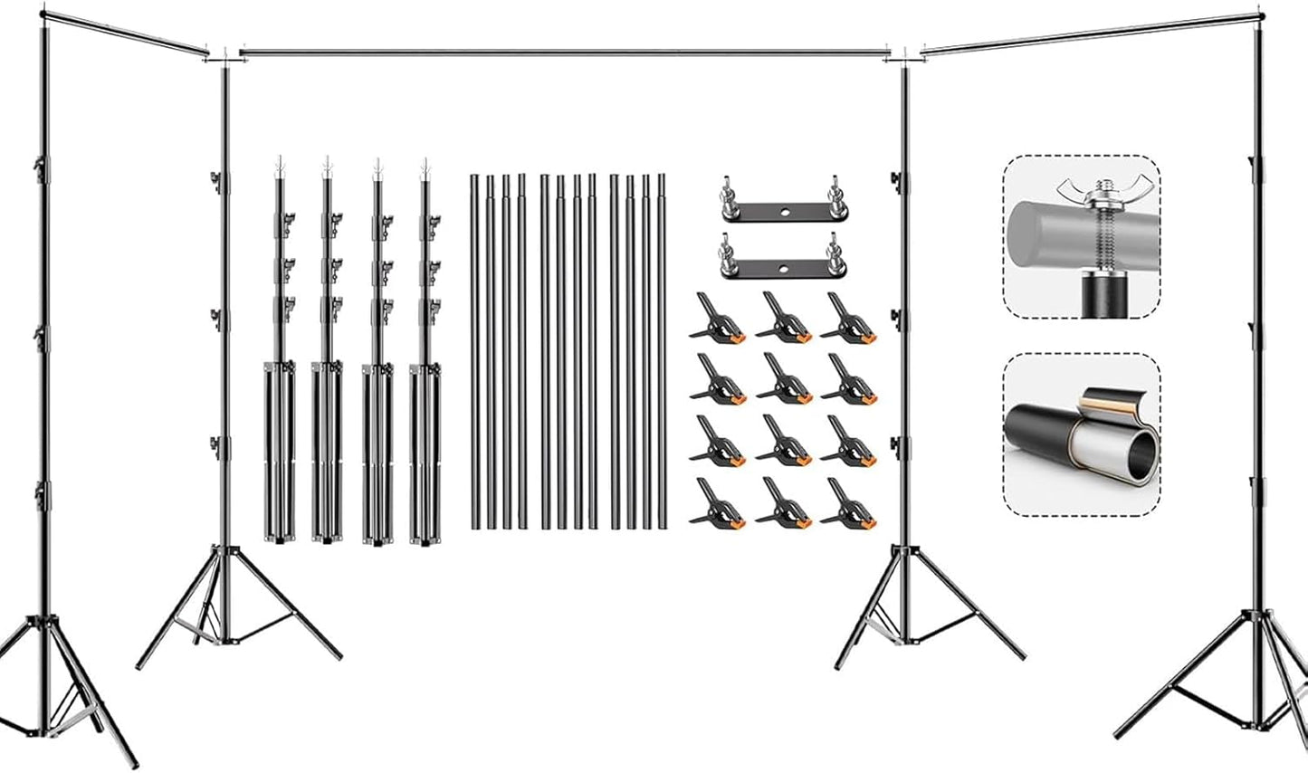 BEIYANG 6.5x6.5 FT Backdrop Stand, Adjustable Photo Background Stand Support kit with Carry Bag for Parties, Decoration, Wedding, Photo Video Studio Shooting