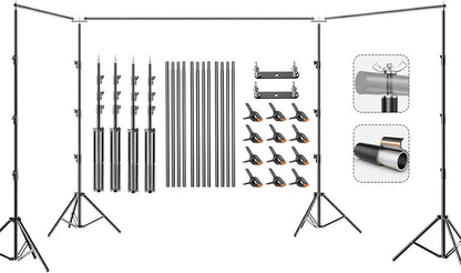 BEIYANG 6.5x6.5 FT Backdrop Stand, Adjustable Photo Background Stand Support kit with Carry Bag for Parties, Decoration, Wedding, Photo Video Studio Shooting