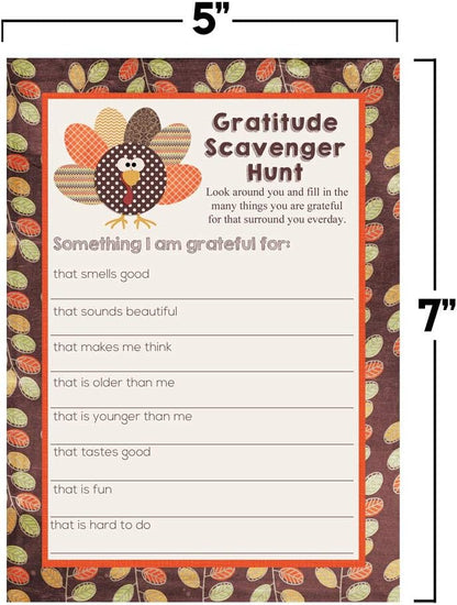 “I Am Grateful For” Gratitude Scavenger Hunt Thanksgiving Fill In Game Cards, Ten 5" x 7" Fill In The Blank Cards by AmandaCreation