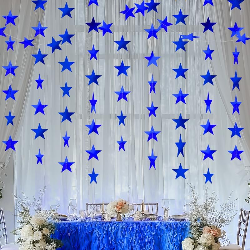 Iridescent Shining Star Hanging Garland Iridescent Hanging Sparkling Star Streamer Glitter Bunting Banner Twinkle Backdrop for Wedding Baby Shower Birthday Christmas Decorations 40 Feet