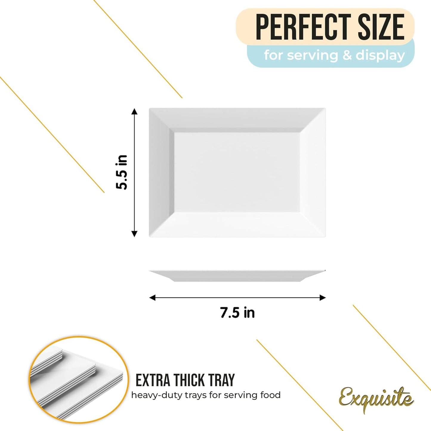 Exquisite Plastic Serving Trays for Party - 40 Pcs 9.5 Inch Clear Serving Platters, Plastic Trays for Food, Clear Tray, Food Tray Disposable Platters for Parties, Catering & Buffet