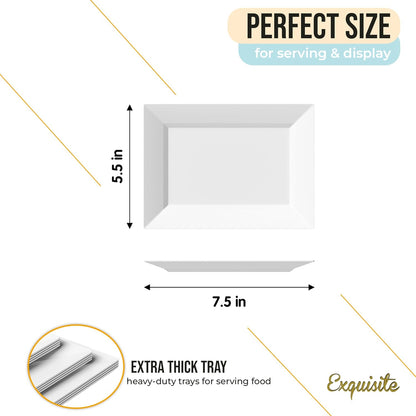 Exquisite Plastic Serving Trays for Party - 40 Pcs 9.5 Inch Clear Serving Platters, Plastic Trays for Food, Clear Tray, Food Tray Disposable Platters for Parties, Catering & Buffet