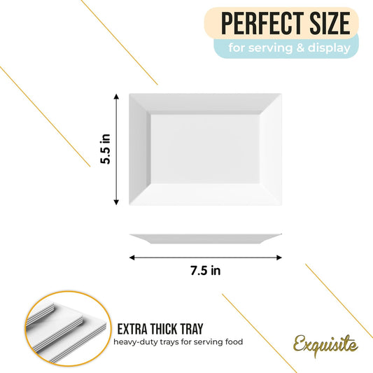 Exquisite Plastic Serving Trays for Party - 40 Pcs 9.5 Inch Clear Serving Platters, Plastic Trays for Food, Clear Tray, Food Tray Disposable Platters for Parties, Catering & Buffet