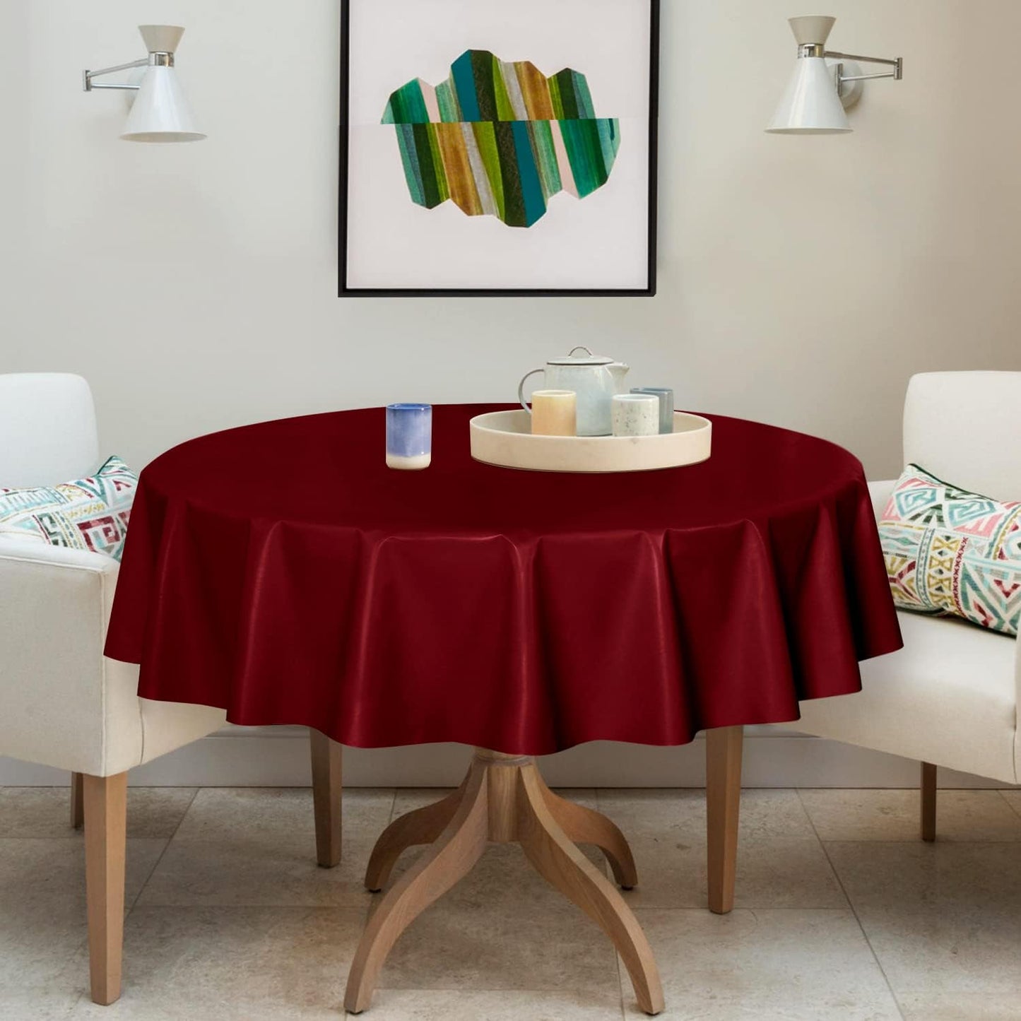 sancua Clear Plastic 100% Waterproof Tablecloth - 54 x 78 Inch - Vinyl PVC Rectangle Table Cloth Protector Oil Spill Proof Wipe Clean Table Cover for Dining Tables, Parties & Camping, Crystal Clear