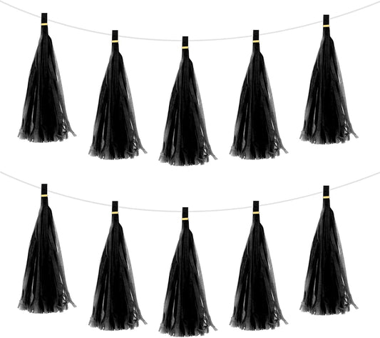 MECCANIXITY 15Pcs Light Blue Tassel Garland Banner with Rope Tissue Paper Tassels Party DIY Kits for Anniversary Wedding Birthday Party
