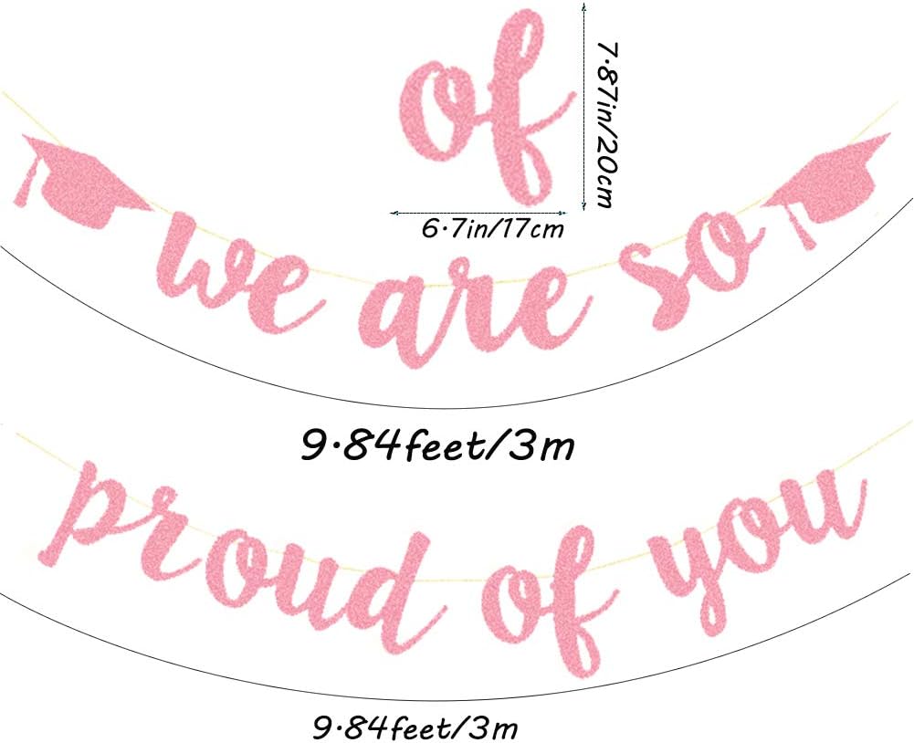 2026 Graduation Banners Party Decorations, Black Glitter We are So Proud of You Graduation Banners Garland for Congratulation Graduations Party Supplies, School, Home, Car Decorations