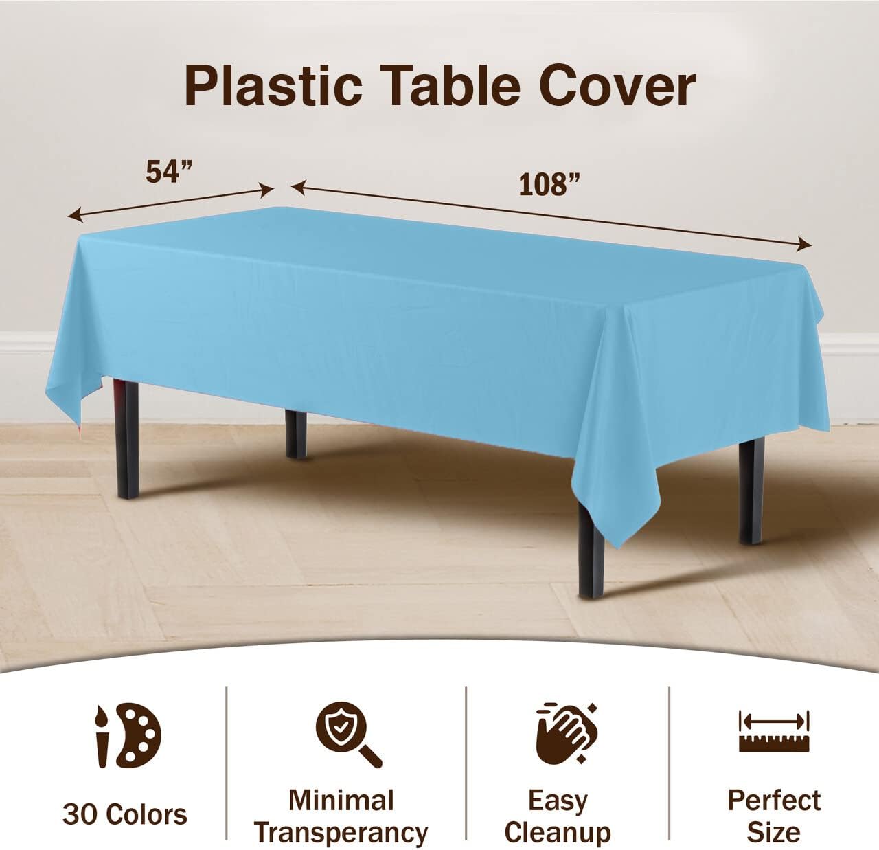 Exquisite Party Solids 6-Pack Premium Plastic Tablecloth 54in. x 108in. Rectangle Plastic Table Cover - Navy