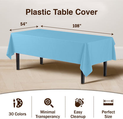 Exquisite Party Solids 6-Pack Premium Plastic Tablecloth 54in. x 108in. Rectangle Plastic Table Cover - Navy