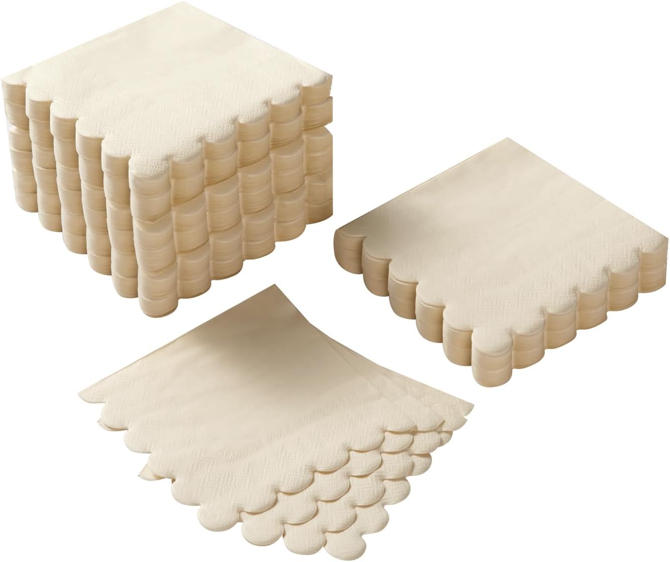 100 Pack Cocktail Napkin 2-Ply Scalloped Edged Dessert Napkins Folded 5 x 5 Inches Disposable Napkins for Dinner Wedding Birthday Party Bridal Anniversary Reception Event (Pink)