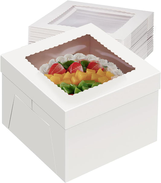 20Pack 12x12x6 Cake Boxes with Window, Sturdy White Cake Boxes for Transporting & Gifting, Easy to Assemble, Perfect for Desserts, and Crocheted Items, Fathers day