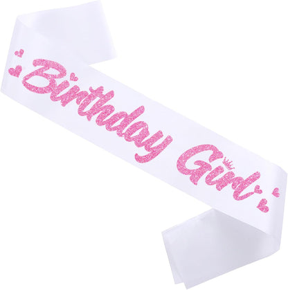 ‘Birthday Girl' Birthday Sash Royal Blue with Glitter Silver Letters Birthday Sash for Women, Sweet 16, 18th 21st B-day Sash