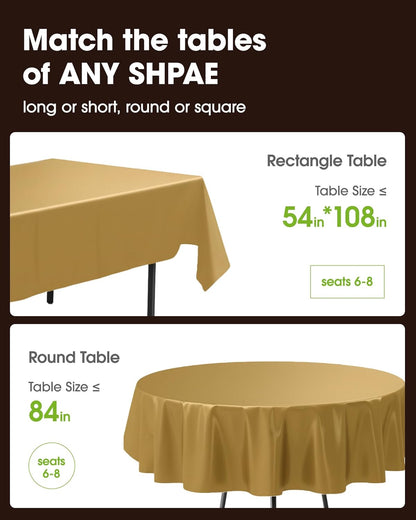 Pureegg Plastic Table Cloth Disposable 6 Pack, 54 x 108 Inch Table Cloths, Party, Picnic, Wedding, Decorative Tablecloths, Rectangle, White Plastic Cover, Waterproof, White
