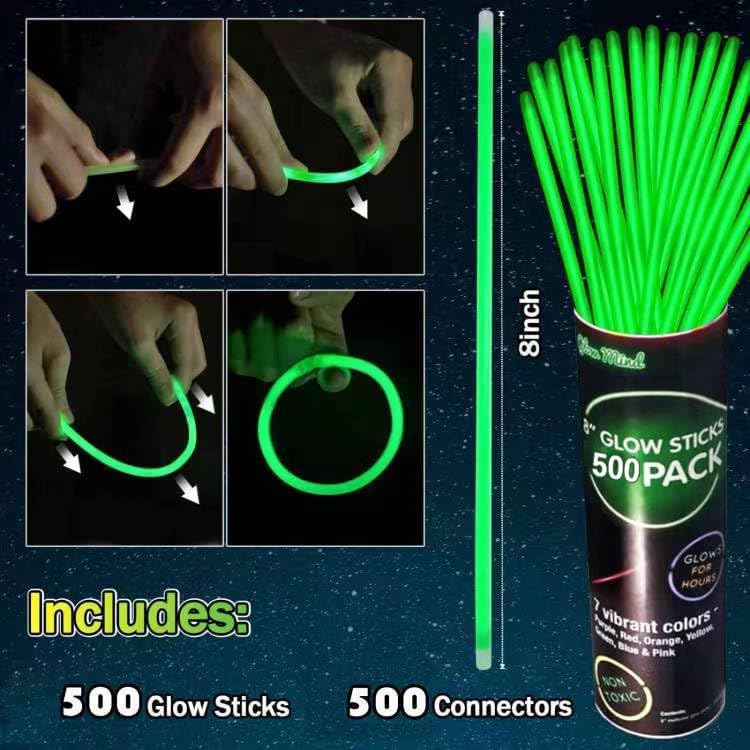 500 PCS White Glow Stick Bracelets Necklaces 8" Glowsticks with Connectors Bulk Glow in The Dark Party Supplies Light Up Neon Party Favor for Christmas NewYear Valentine’s Day Wedding