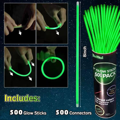 500 PCS White Glow Stick Bracelets Necklaces 8" Glowsticks with Connectors Bulk Glow in The Dark Party Supplies Light Up Neon Party Favor for Christmas NewYear Valentine’s Day Wedding