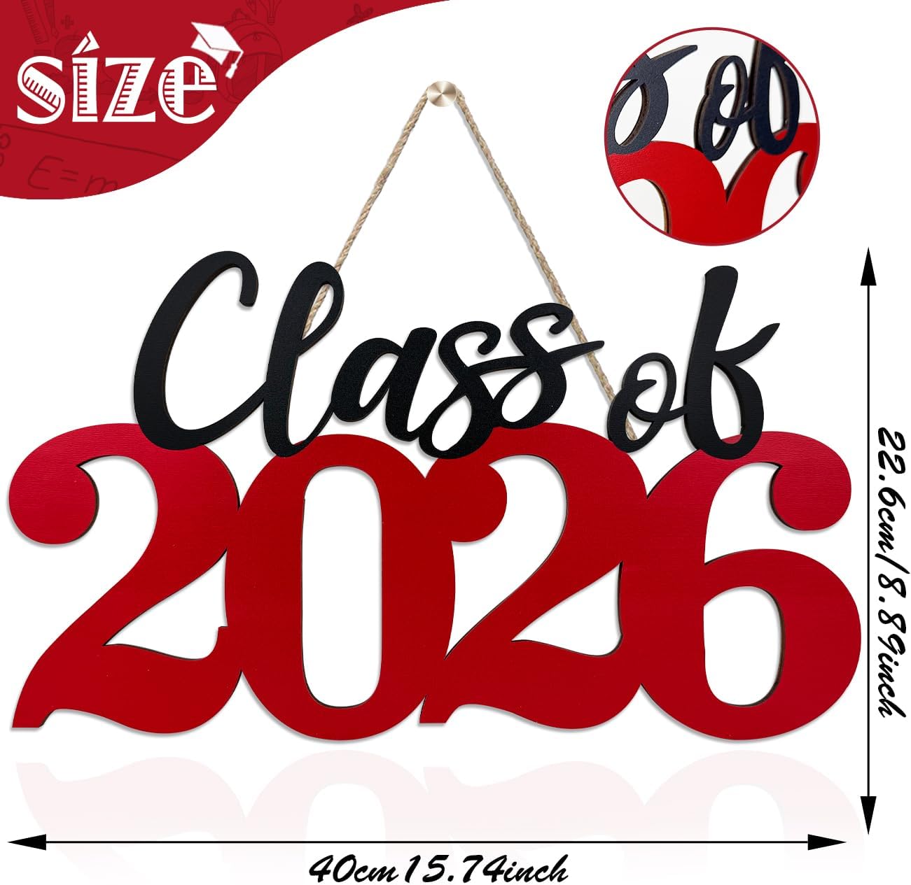 Class of 2026 Wooden Sign Graduation Party Decorations 2026 White Graduation Photo Booth Prop Senior2026 Sign for High School College Party