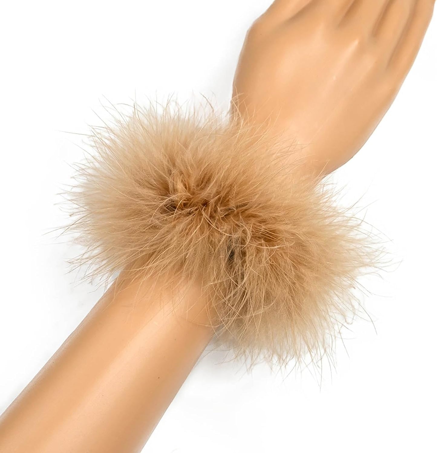 2Pcs Feather Wristbands, 9.65inch Soft Feather Wrist Slap Bracelet Cuffs, Snap Ring, Circle Slap Wrist Decoration Cuffs for Party Decoration