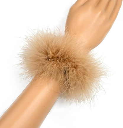 2Pcs Feather Wristbands, 9.65inch Soft Feather Wrist Slap Bracelet Cuffs, Snap Ring, Circle Slap Wrist Decoration Cuffs for Party Decoration