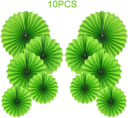 Party Hanging Paper Fans Decorations Set, Gold Round Paper Fan Ceiling Party Decoration Suppiles,Set of 10