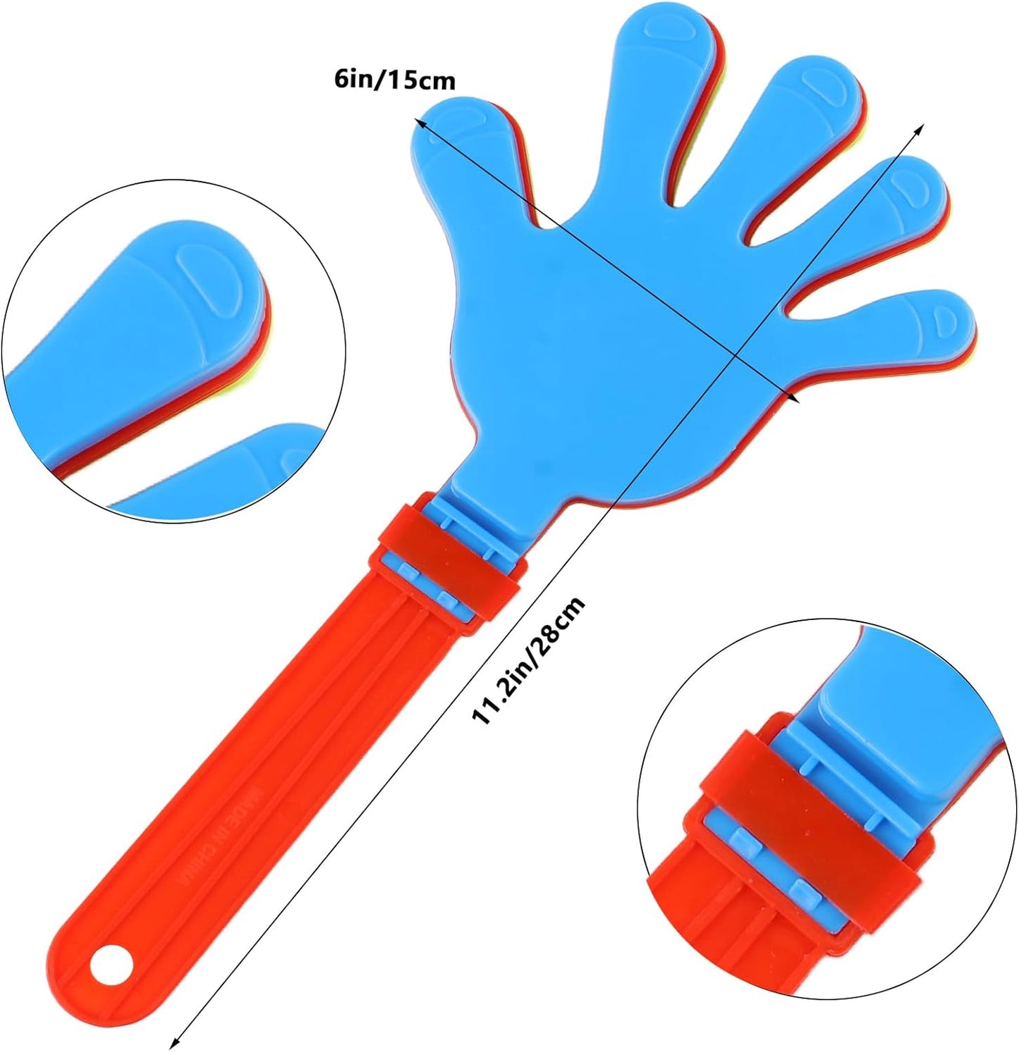 12 Pcs Large Hand Clappers Noisemakers, 11 Inch Plastic Noise Maker Jumbo Hand Clappers in Bulk, Colorful Clappers Noisemakers for Party Supplies Sporting Events Ball Games Noisemakers(Mixed colors)