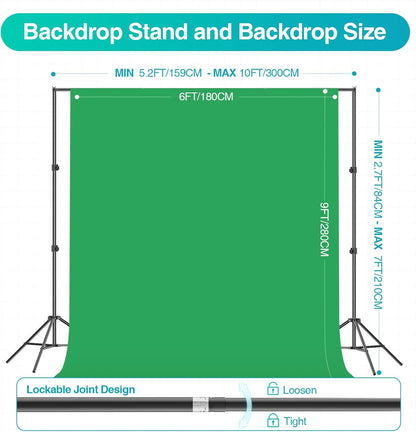 EMART 8.5 x 10 ft Backdrop Support System, Professional Photography Lighting Kit with 5500K 50W LED, 6 * 9ft Backdrop *3, Reflector,Umbrellas&Softbox Lighting Kit for Studio, Portrait, Video Shooting
