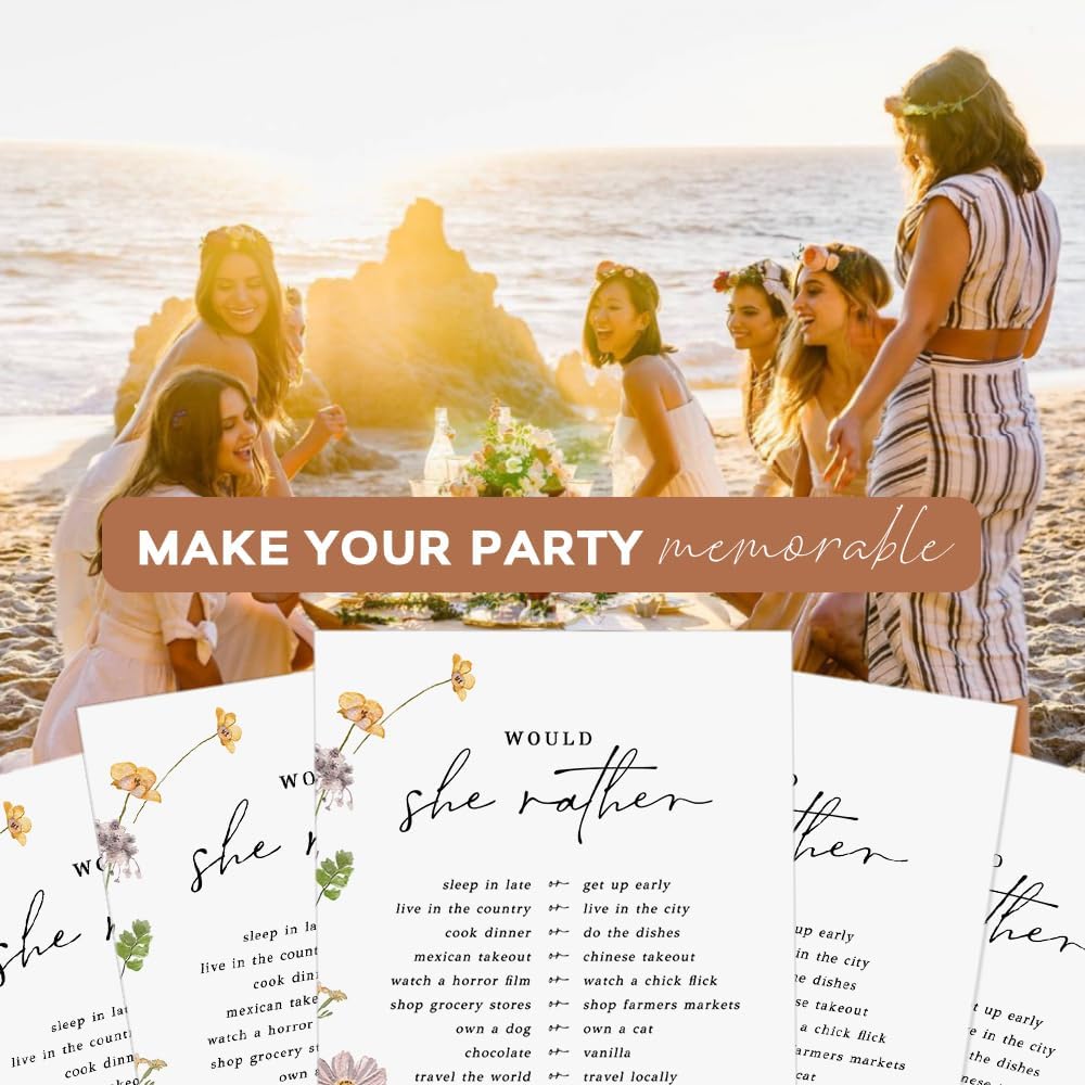 GardenCity Find The Guest Bingo Game Cards, Bridal Shower Games, Baby Shower Bingo, Wedding Game, 50 Cards - Wildflower