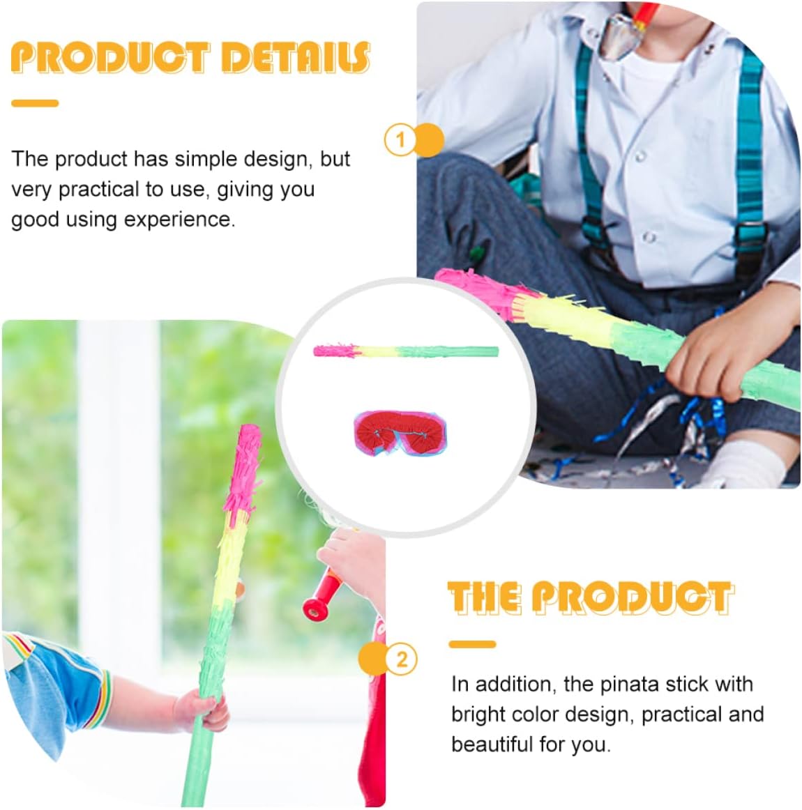 1 Set Pinata Props Paper Pinata Stick for Kids Stick for Party for Birthday Paper Colorful Blindfold Mask and Fun