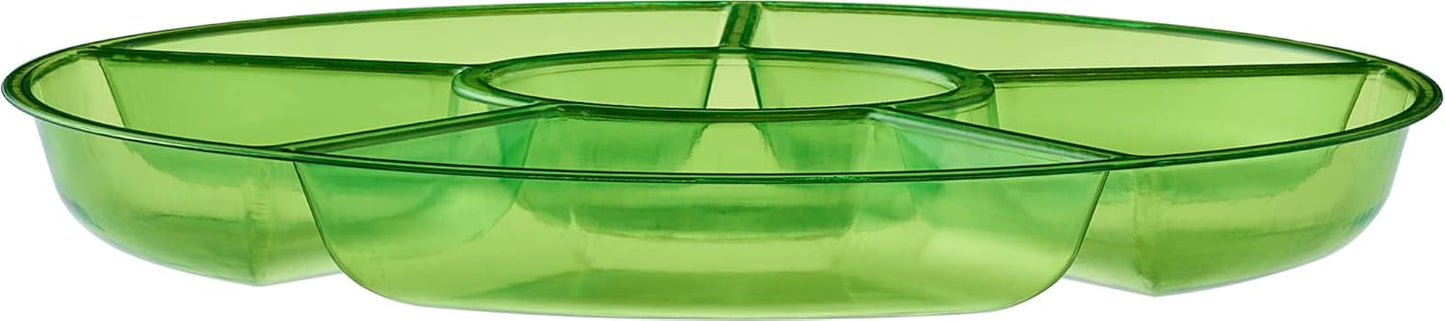 Plasticpro 6 Sectional Round Plastic Serving Tray/Platters Clear Pack of 2