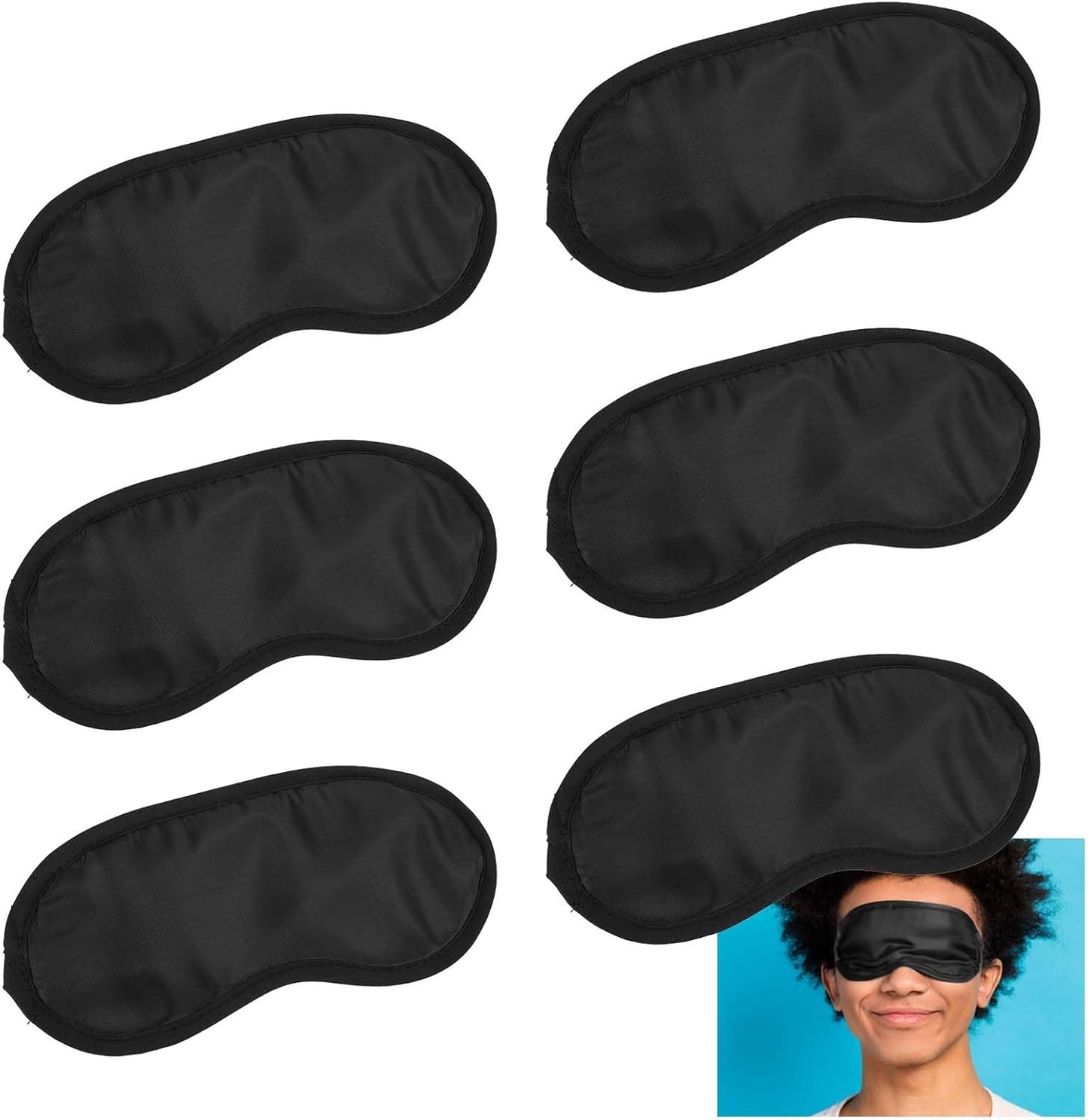 COMNICO 6pcs Blindfold Eye Mask Shade Cover Eye Mask Sleep Masks Sleeping Mask Party Supply with Adjustable Strap for Men and Women (Black)