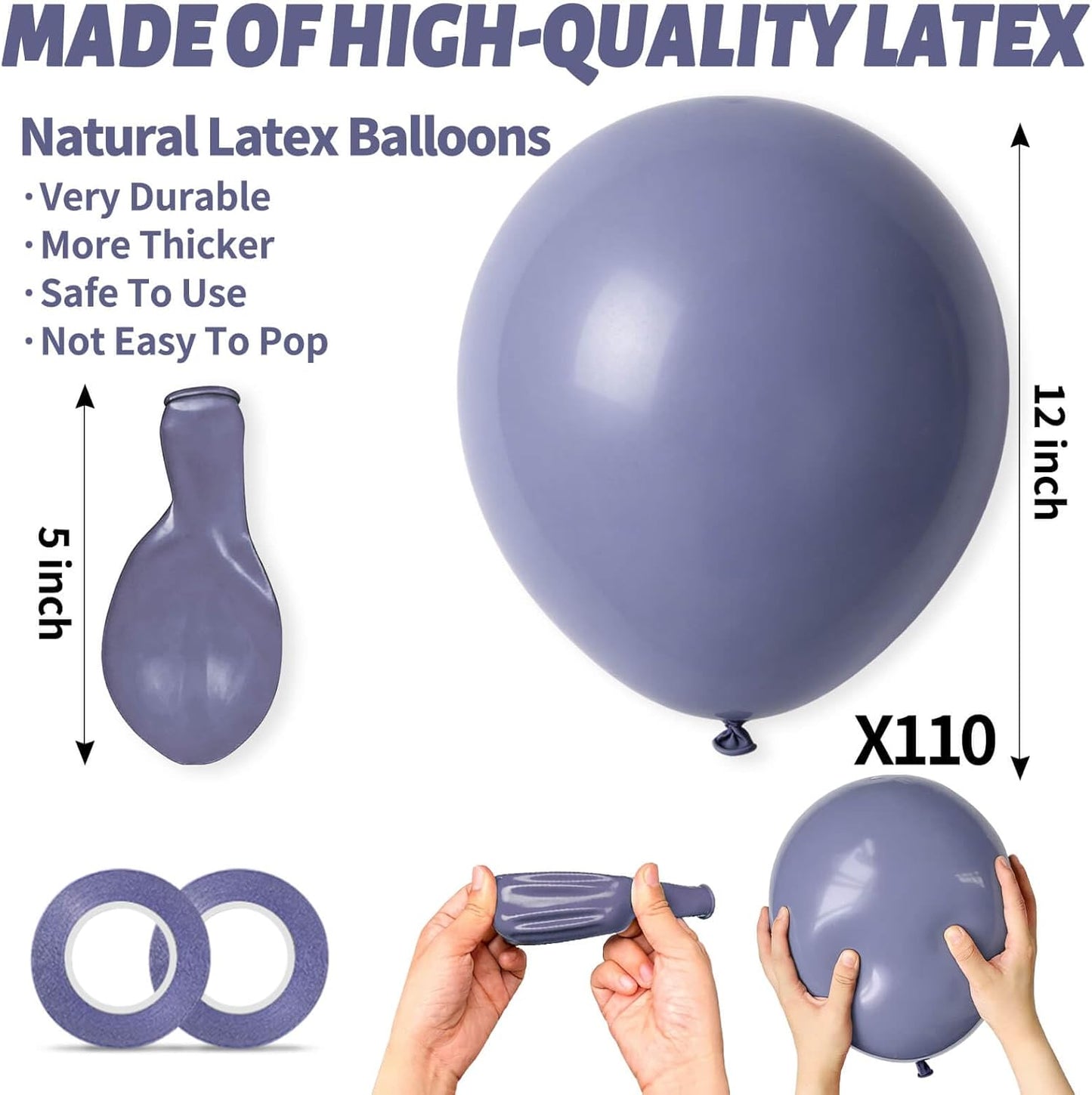 110pcs Black Balloon 12 inch, Black Latex Balloons for Birthday Party Baby Shower Wedding(with 2 Ribbons). - Colors A