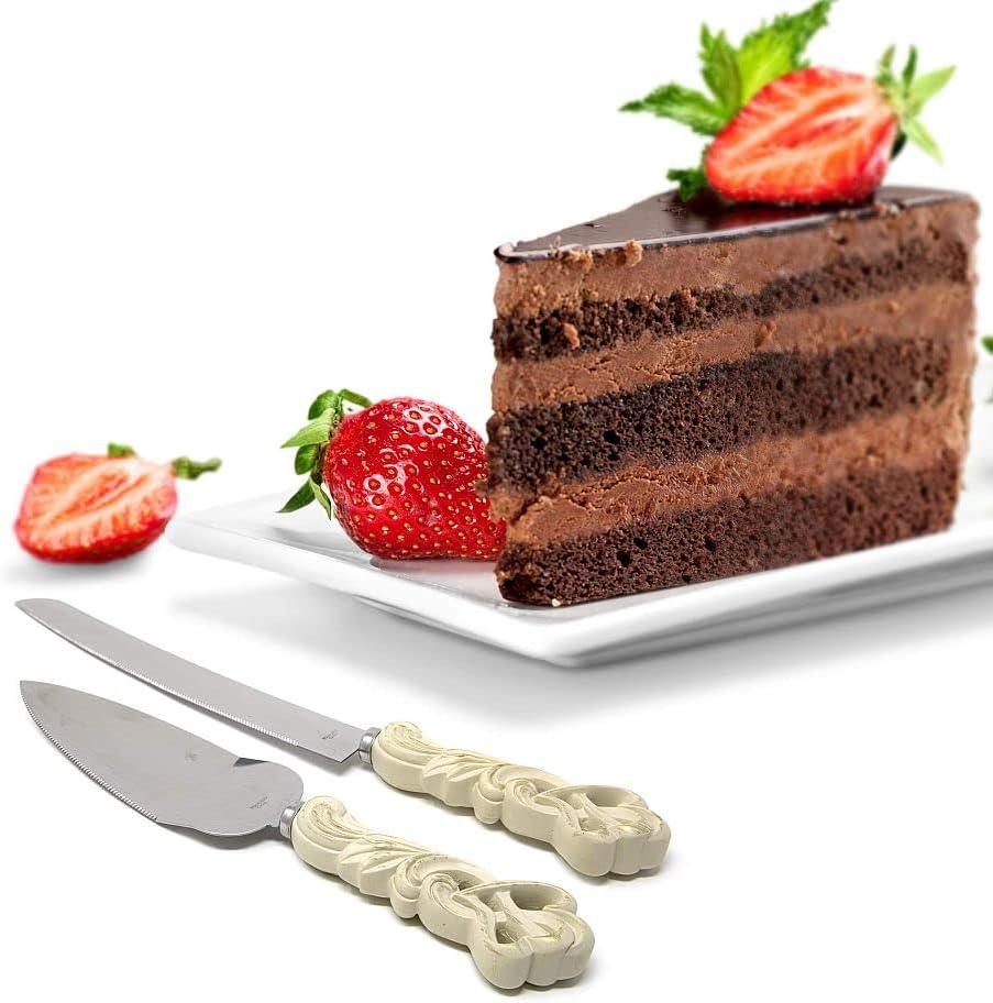 GIFTS INFINITY Personalized Wedding Cake Knife and Server Set with Engraving – Cake Cutting Utensil Set, Keepsake Gift for Wedding, Anniversary, Reception, Birthday & Other Occasions (CH-101WB)