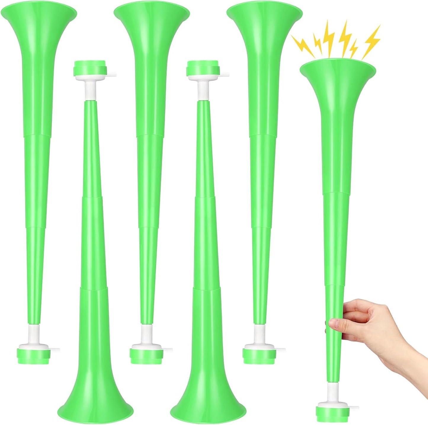 6 Pcs Stadium Horn for Adult, 21 Inch Vuvuzela Plastic Collapsible Cheering Trumpets for Sporting Events Football Carnival Party, Red