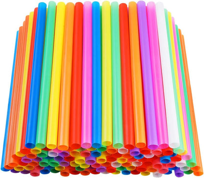 100 Pcs Jumbo Smoothie Straws,Colorful Disposable Wide-mouthed Large Straw.