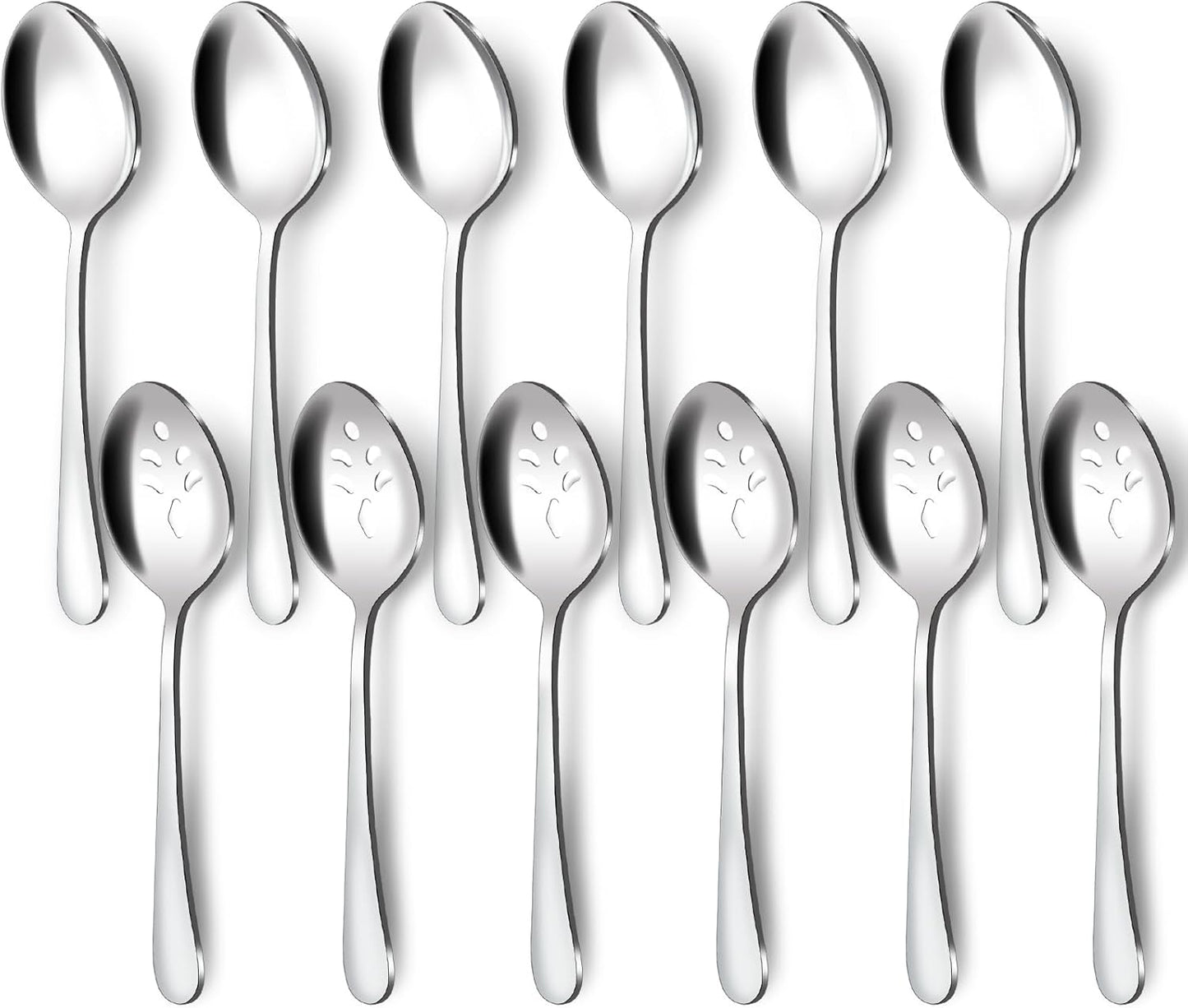 BEWOS Serving Utensils, 20-Piece Large Serving set, Serving Spoons, Slotted Spoons, Serving Tongs & Forks, Cake Server, Butter Knife, Stainless Steel Serving Utensils Set for Parties, Dishwasher Safe