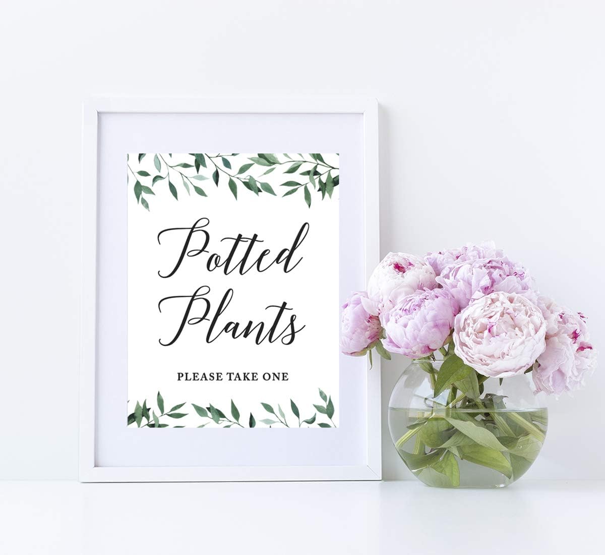 Andaz Press Wedding Party Signs, Natural Greenery Green Leaves, 8.5x11-inch, Bridal Shower Scavenger Hunt, 1-Pack - Colors D