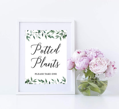 Andaz Press Wedding Party Signs, Natural Greenery Green Leaves, 8.5x11-inch, Bridal Shower Scavenger Hunt, 1-Pack - Colors D