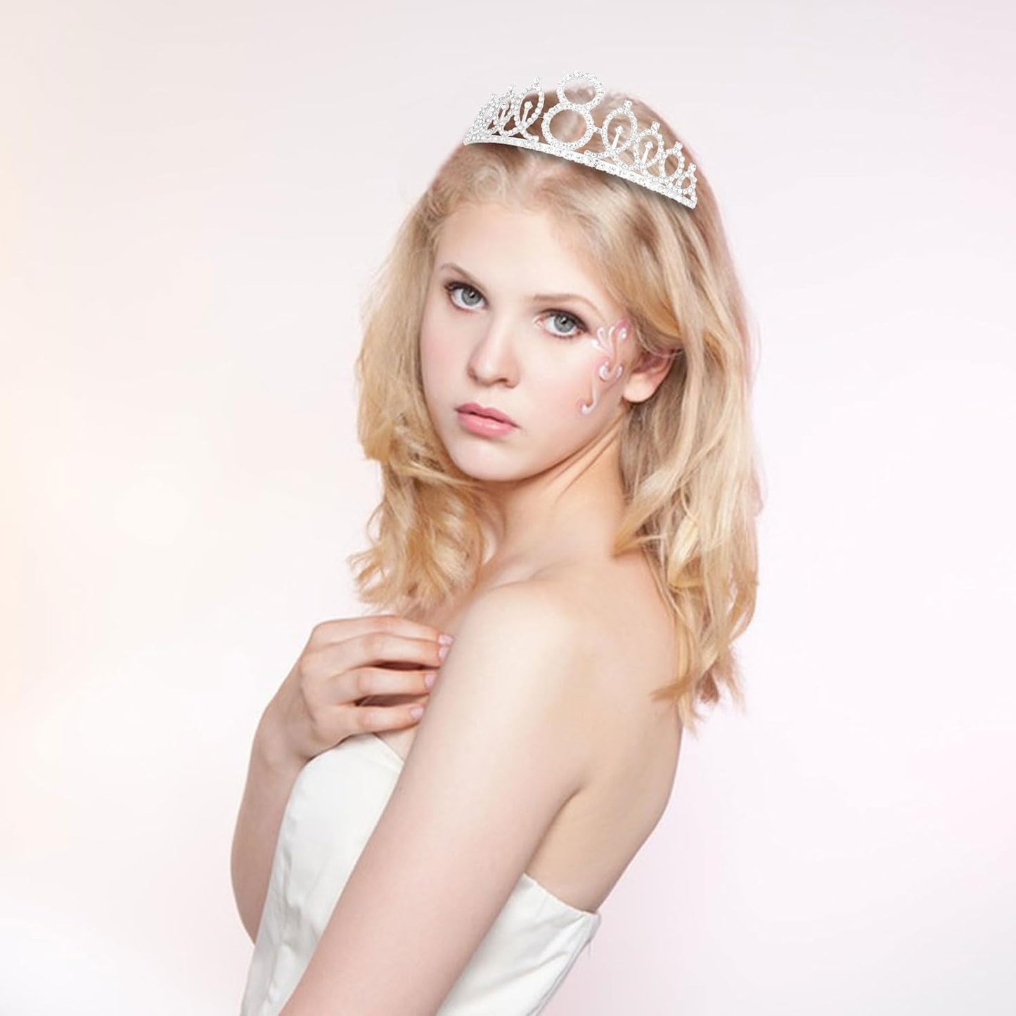 CAVETEE Silver Birthday Crown for Girls Birthday Decorations Birthday Gifts for Women and Girls