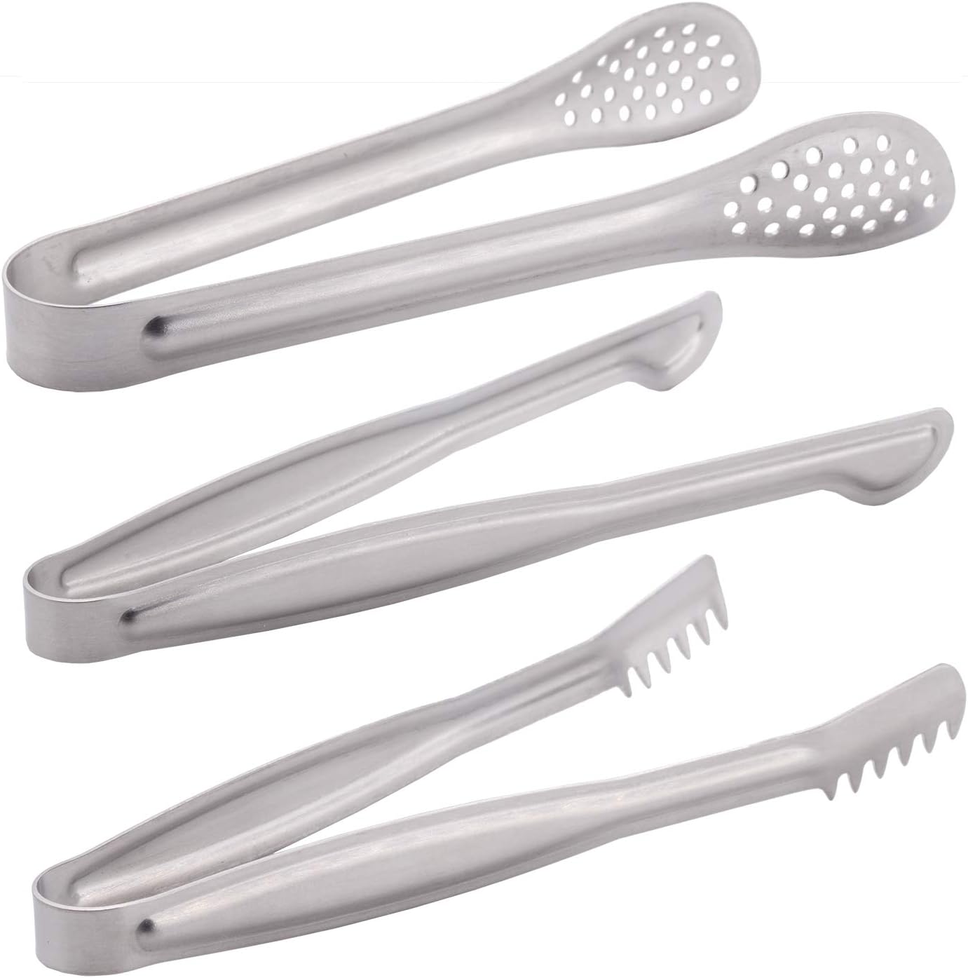 HINMAY Gold Plated Mini Serving Tongs Set 6-Inch Appetizers Tongs Stainless Steel Small Sugar Cube Tongs Ice Tongs, Set of 6