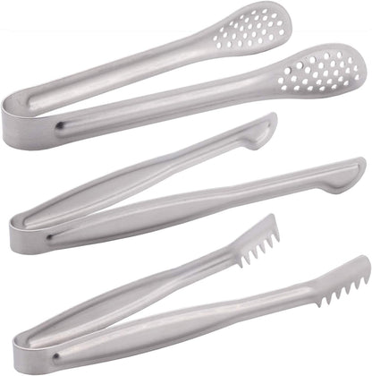 HINMAY Gold Plated Mini Serving Tongs Set 6-Inch Appetizers Tongs Stainless Steel Small Sugar Cube Tongs Ice Tongs, Set of 6
