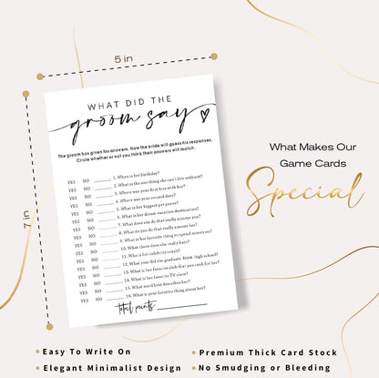Bridal Shower Bingo, What Will The Bride to Be Receive, 25Pcs Bridal Bingo Game Cards, Engagement Party Games for Guests, Minimalist White Wedding Party Supplies - A18