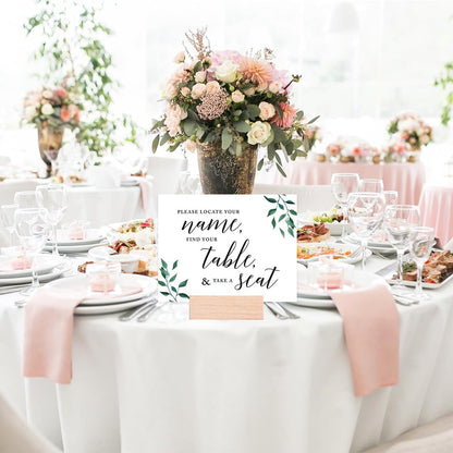 Andaz Press Wedding Party Signs, Natural Greenery Green Leaves, 8.5x11-inch, Bridal Shower Scavenger Hunt, 1-Pack - Colors B